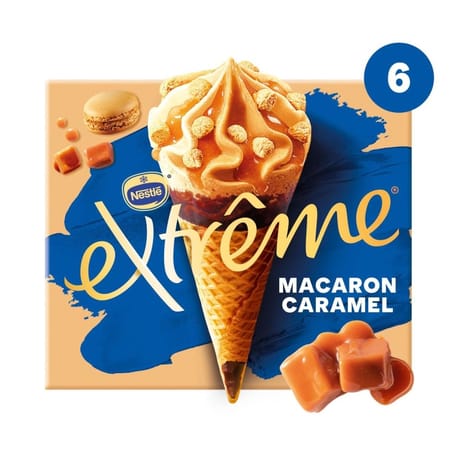 Extrême 6 cônes macaron caramel 660ml 396g