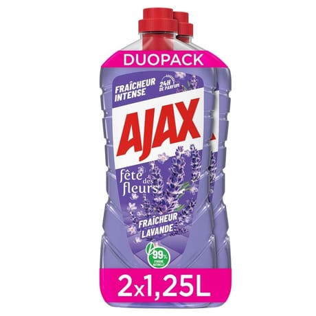 Ajax nettoyant ménager fête des fleurs air frais lavande 2x1.25l