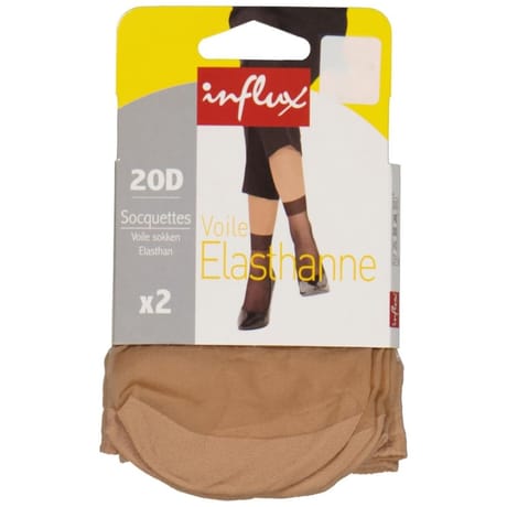 2 paires de socquettes voile élasthanne Influx 20D SABLE TU