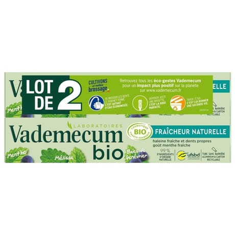 Vademecum bio dentifrice fraicheur naturelle 75ml x2