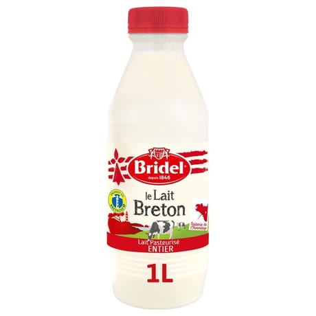 Bridel lait pasteurisé entier 1l