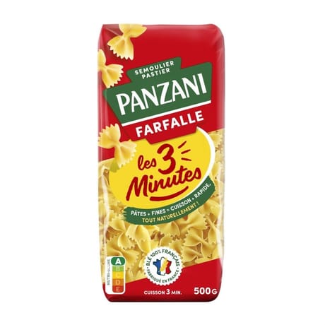Panzani farfalle cuisson 3 min rapide 500g