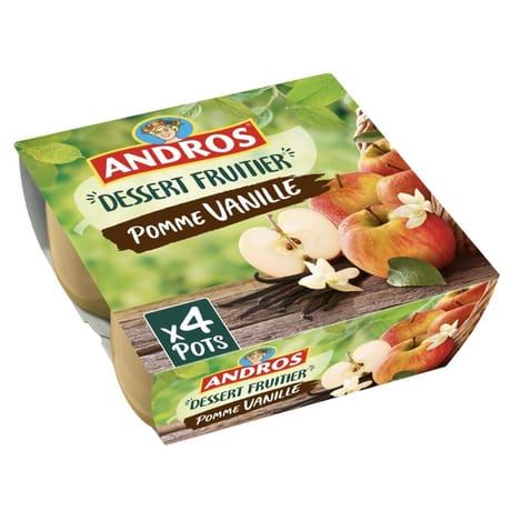 Andros dessert fruitier pomme vanille 4x100g