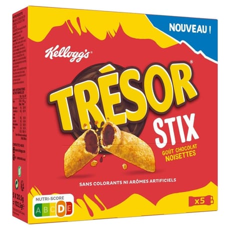 Kellogg's barres céréales trésor stix chocolat noisettes-  5x20.5g