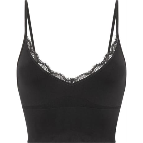 Crop top dos dentelle ligne Lingerie Le Bourget 500 NOIR T1-2
