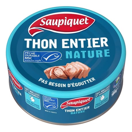 Saupiquet thon entier nature msc 186g