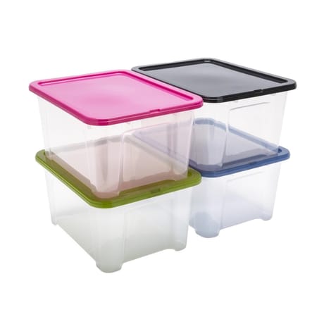 Lot de 4 boites de rangement view box 24l colorlid couleurs assorties
