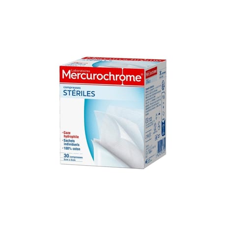 Mercurochrome compresses stériles 20cmx20cm x30