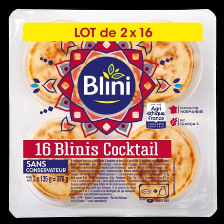Blini lot de 2 x 16 blinis cocktail 270g maxi pack