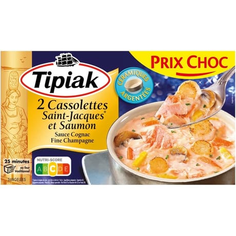 Tipiak 2 cassolettes Saint Jacques et saumon sauce cognac fine champagne 220g