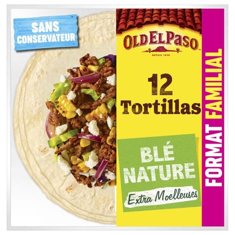 Old el paso tortillas blé nature  format familial  x12 480g