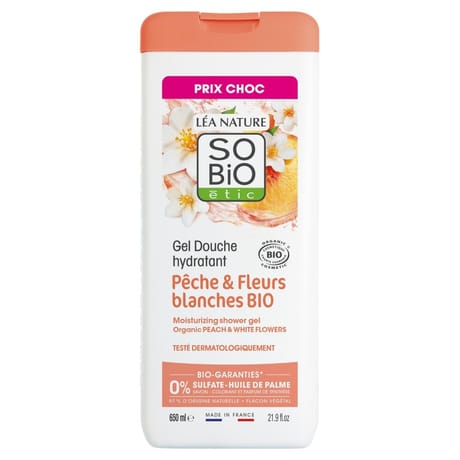 So'bio etic douche pêche fleurs coe flacon 650ml