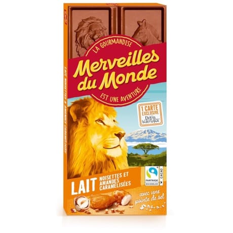 Merveilles du monde lait amandes noisettes pointe de sel 100g