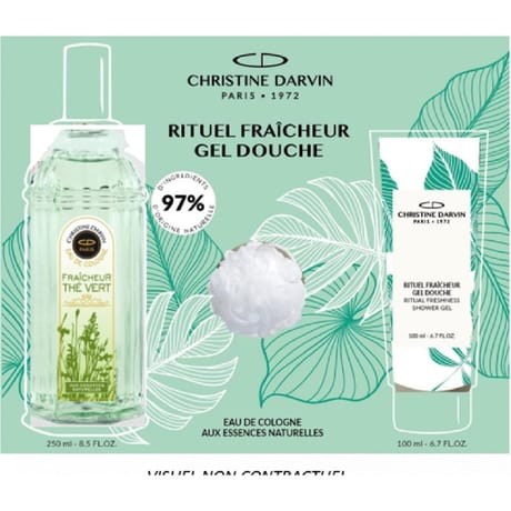 Cottage coffret rituel fraicheur thé vert eau de cologne 250ml+gel douche tilleul 100ml+fleur douche