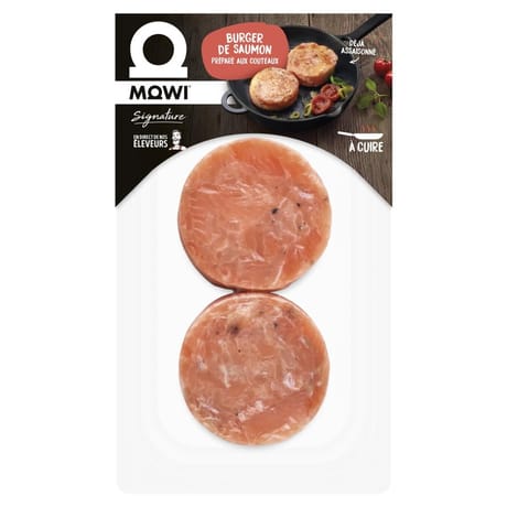 Mowi burger de saumon préparé aux couteaux