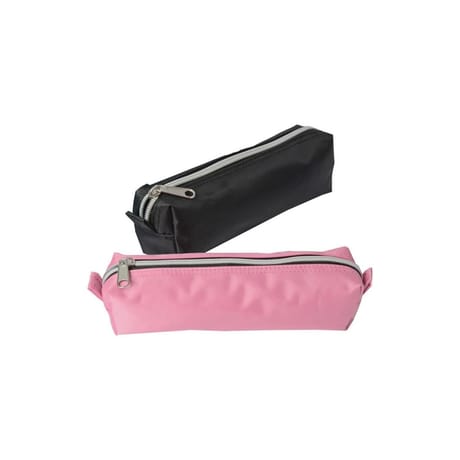 Trousse rectangulaire unie zip argente