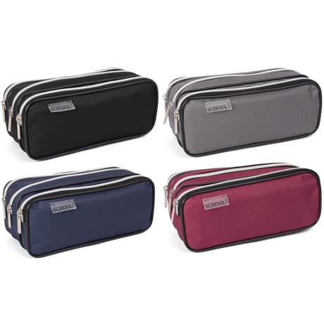 Trousse 3 compartiments fermeture grise 4 coloris assortis