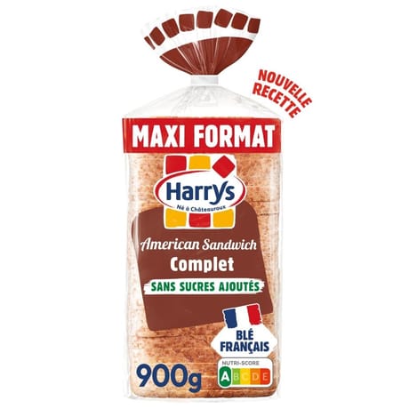 Harrys american sandwich complet sans sucres ajoutés 21 tranches maxi format 900g