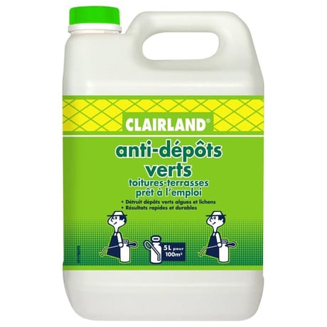 Clairland anti-mousses algues & lichens toiture terrasses, dallages, mur 5l
