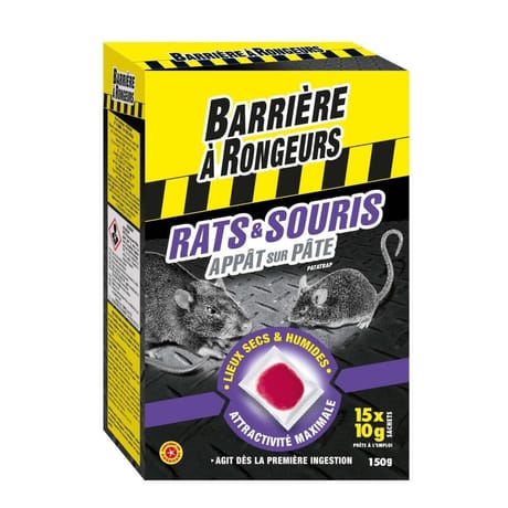 Barrière à rongeurs rats & souris  appât sur pâte 150 g
