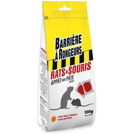 Barriere à rongeurs rats souris appât sur pâte 150g