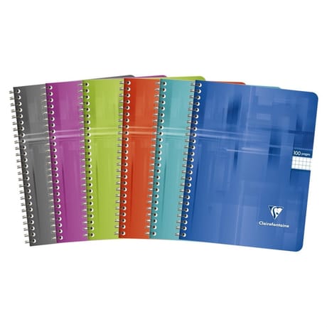 Clairefontaine cahier spirale 17x22 cm 100 pages petits carreaux 90 grammes