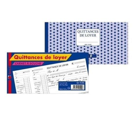 Force 8 manifold carnet à souche quittance de loyer 25x12.5 cm 50 feuilles