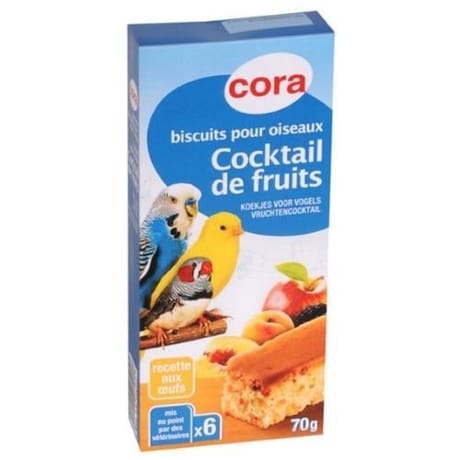Cora 6 biscuits pour oiseaux cocktail de fruits boîte 70G