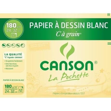 Canson pochette c à grain 12 feuilles 24x32 cm 180 grammes