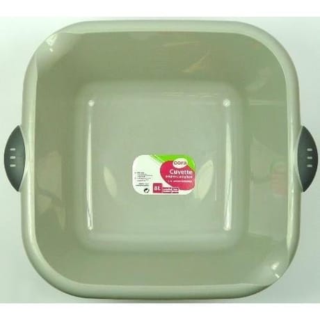 Cora cuvette carrée 8 litres bimatière grise