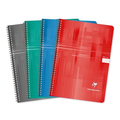 Clairefontaine cahier spirale 21x29.7 cm grands carreaux 100 pages 90 grammes