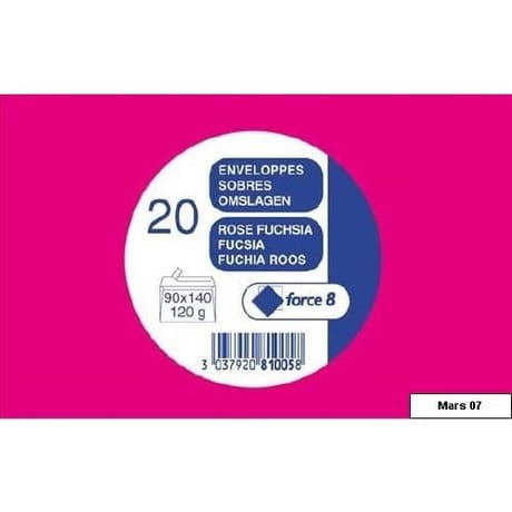 Clairefontaine 20 enveloppes visite fuschia 9x14 cm 120 grammes auto-adhésives