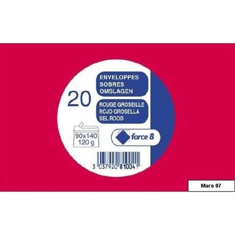 Clairefontaine 20 enveloppes visite groseille 9x14 cm 120 grammes auto-adhésives