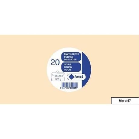 Clairefontaine 20 enveloppes longues ivoire 11x22 cm 120 grammes auto-adhésives