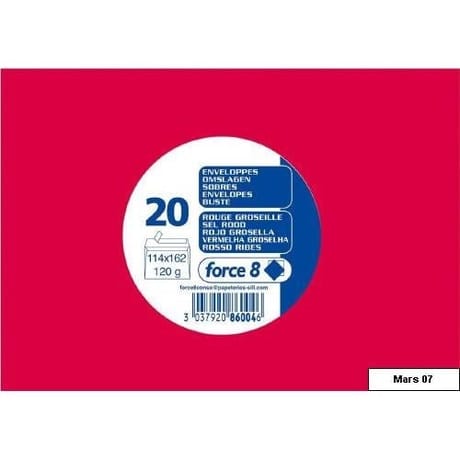 Clairefontaine 20 enveloppes auto-adhésives 11.4x16.2 cm rouge groseille 120 grammes