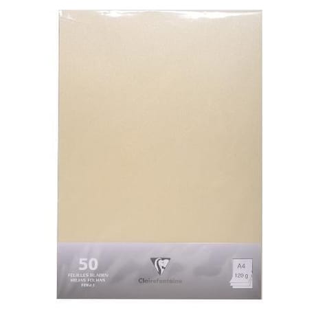 Clairfontaine 50 feuilles papier couleur 210x297 ivoire irisé