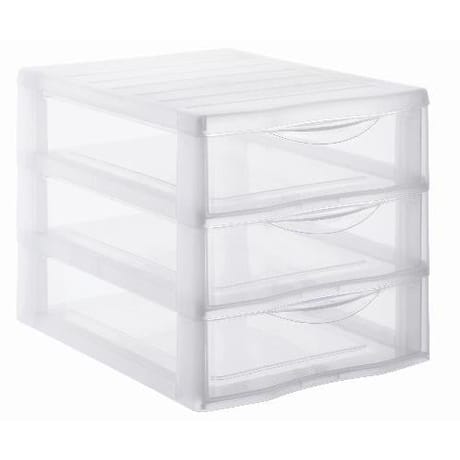 Sundis mini tour de rangement orgamix A4 3 tiroirs transparent