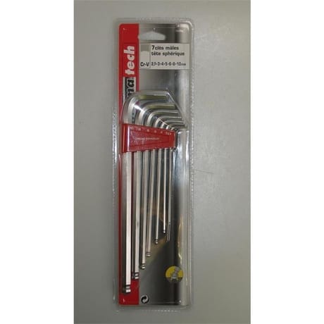 Chromatech 7 clés mâles "tête sphérique" de 2.5 à 10 mm