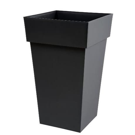 Pot toscane haut carré anthracite 39x39x65cm 62 litres
