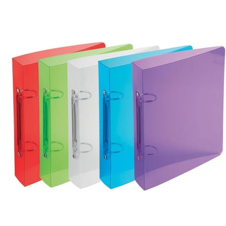 Exacompta classeur dos 4 cm  2 anneaux polypro translucide crystal colours
