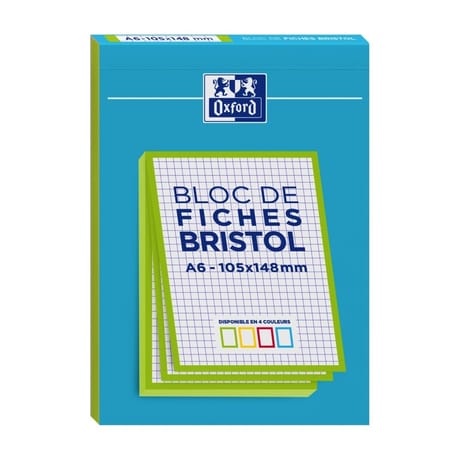 Oxford bloc bristol vert 105x148 30 fiches non perforées q5/5