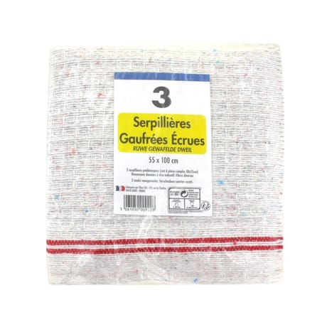 1er prix lot 3 serpillères gaufrées écrues 55x100