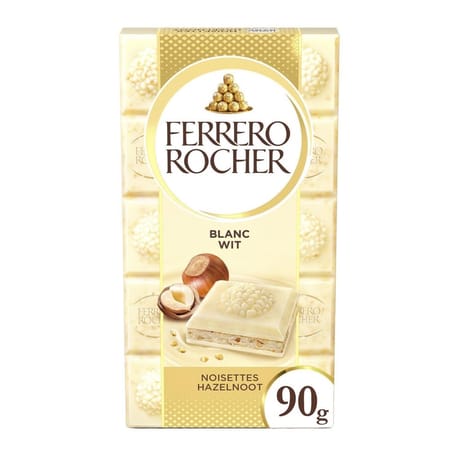 Ferrero rocher tablette chocolat blanc noisettes 90g