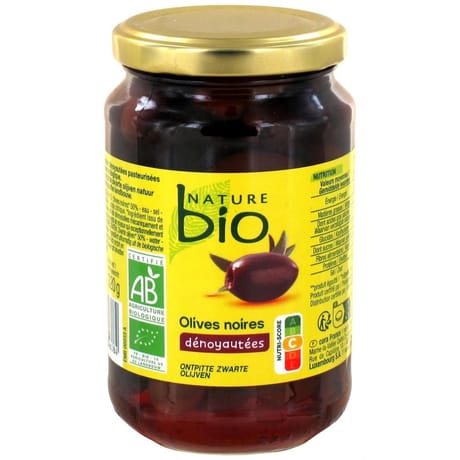 Nature bio olives noires dénoyautées 37cl 160g