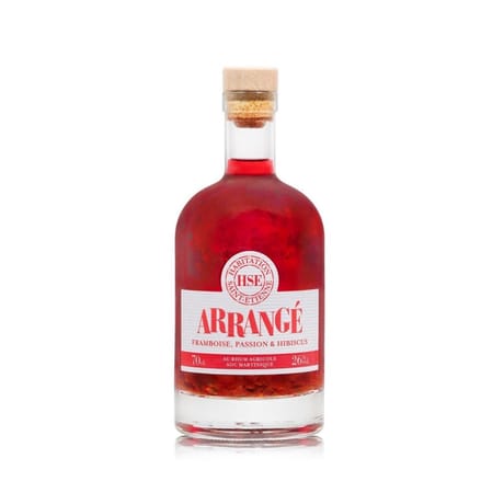 Liqueur au rhum agricole arrangée framboise, passion & hibiscus