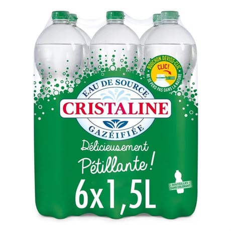 Cristaline eau de source gazéifiée 6x1,5l