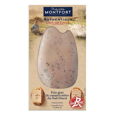 Maison montfort foie gras de canard entier du sud-ouest label rouge sel Guérande lobe 250g