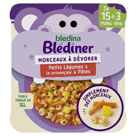 Bledina petit plat morceaux à dévorer petits légumes pâtes 200g dès 15 mois