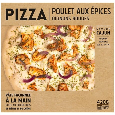Pizza poulet aux épices oignons rouges 420g