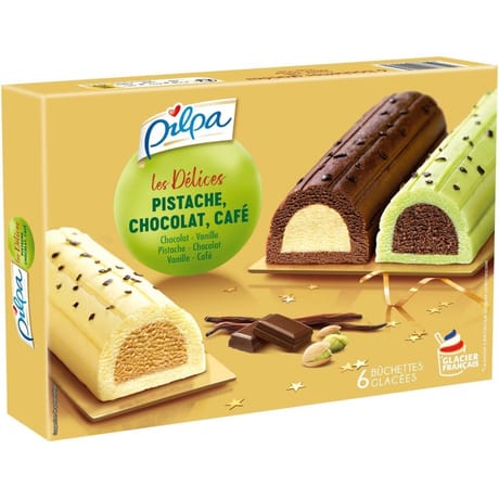 Pilpa les délices pistache chocolat café 6 bûchettes 348g